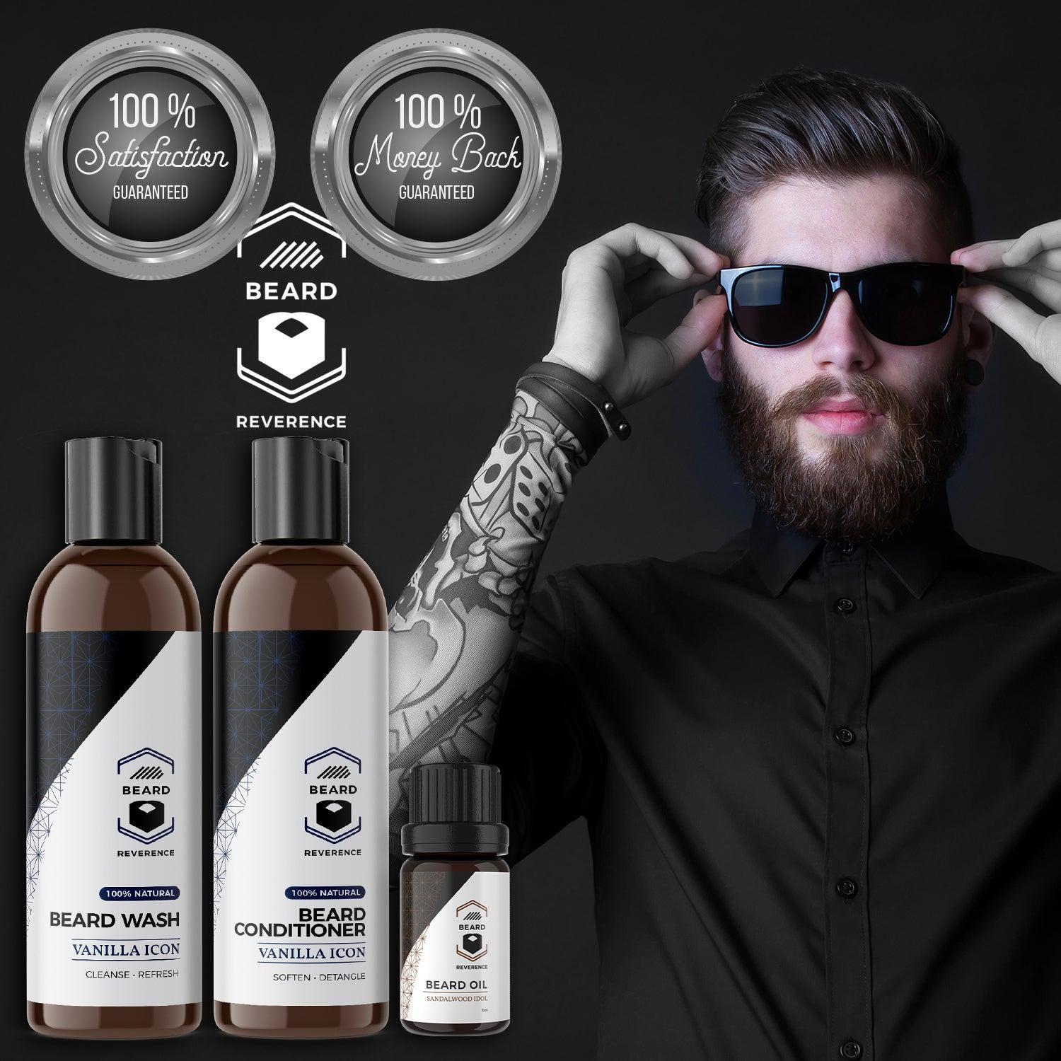 Vanilla Icon Beard Wash & Beard Conditioner Set Bonus Sandalwood Oil