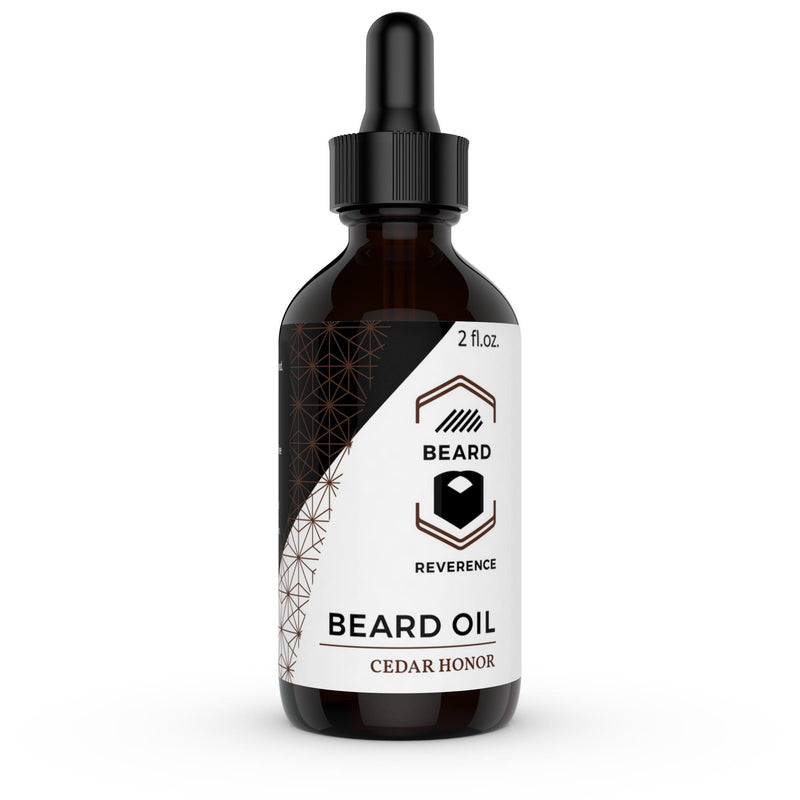 Cedar Honor Beard Oil in a dropper bottle by Beard Reverence