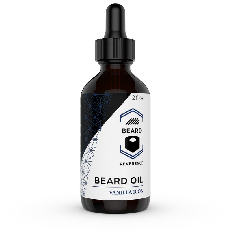 Vanilla Icon Beard Oil in a dropper bottle by Beard Reverence